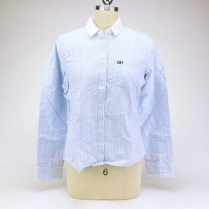 NWT Gilly Hicks Stripes Stretch Oxford Long Sleeve Button Up Shirt L $78